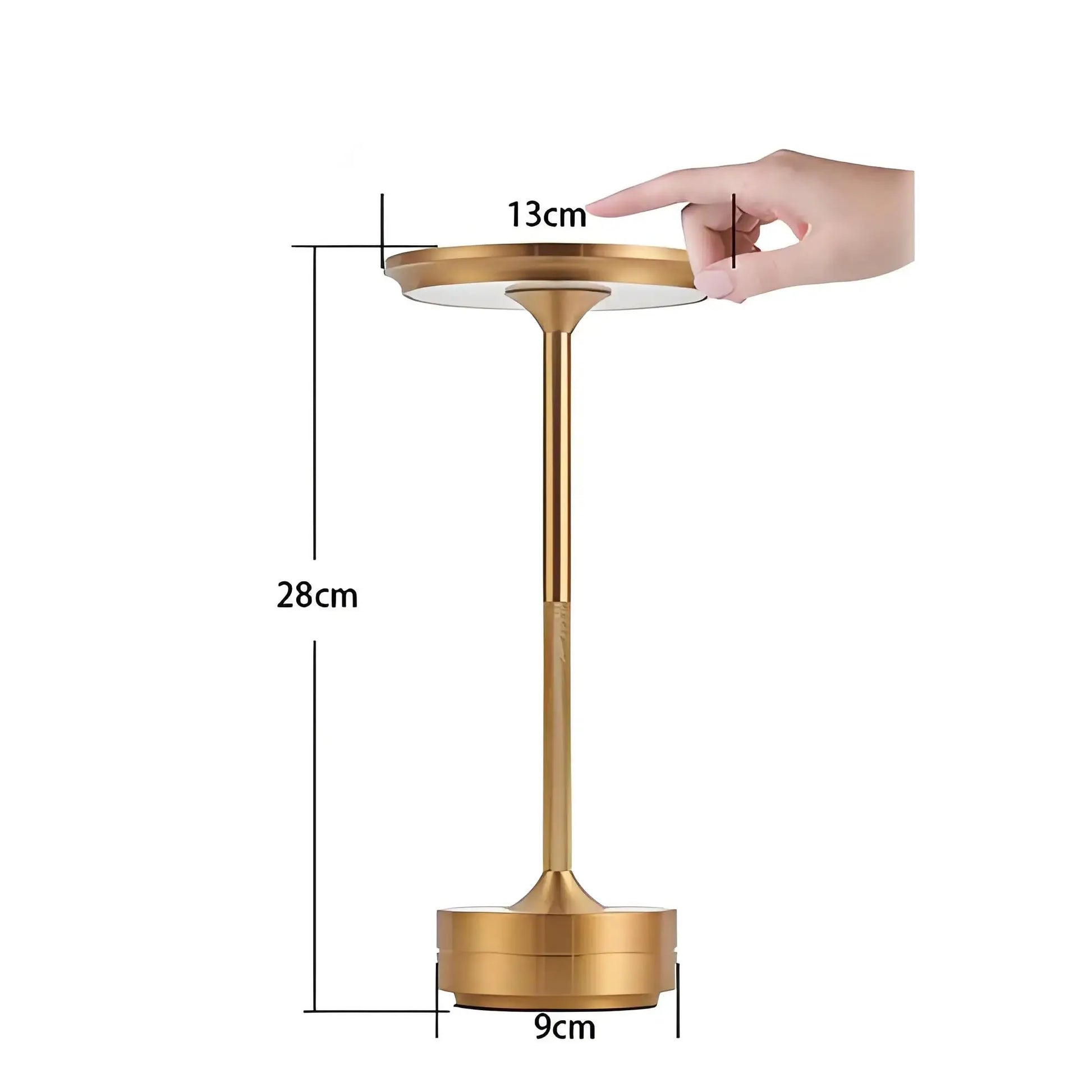 Simples Market wireless decorative table lamp, gold-tone metal, rechargeable infinitely dimmable touch desk lamp