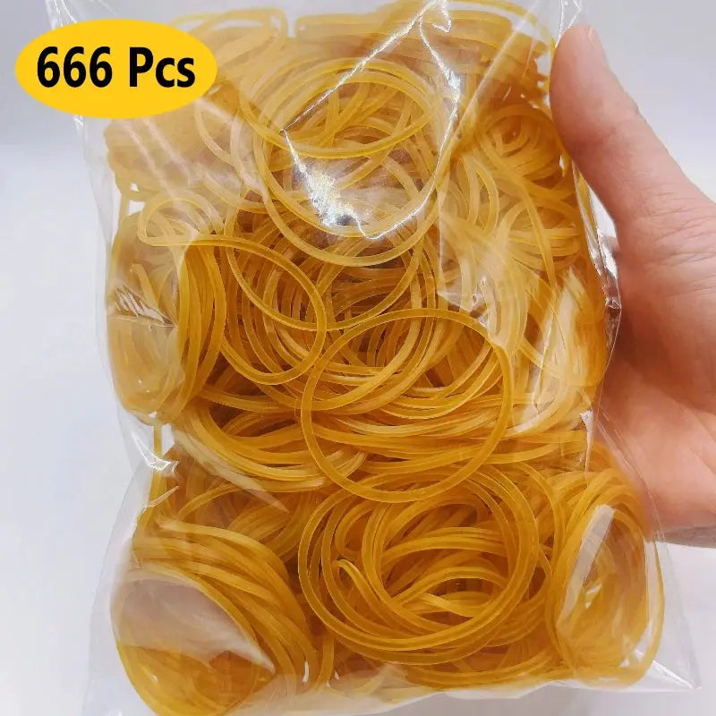 Yellow elastic rubber bands, 666 Pcs, 38 mm diameter, natural rubber, in clear bag