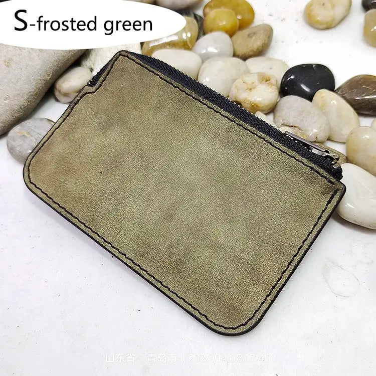 Mini zipper waist bag by Simples Market in S-frosted green leather for ID, cards and phone.