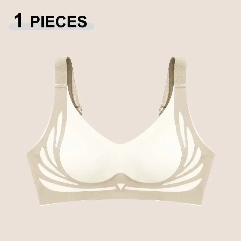 Push-up bra, beige seamless cups with angel-wing cutouts, 1 piece