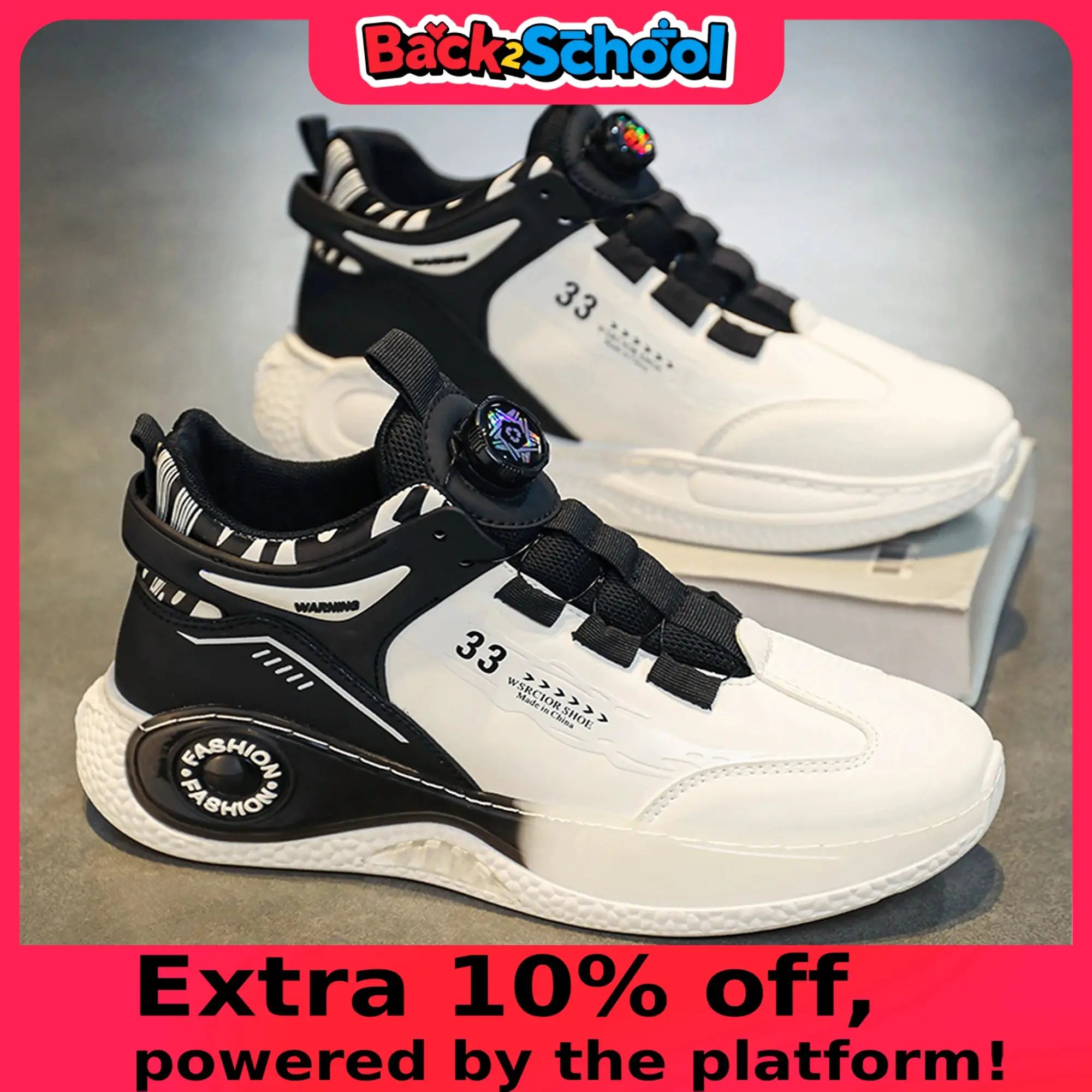 Mens Sneakers With Rotating Buckle Non Slip Lace Up Durable Shoes For Outdoor Activities