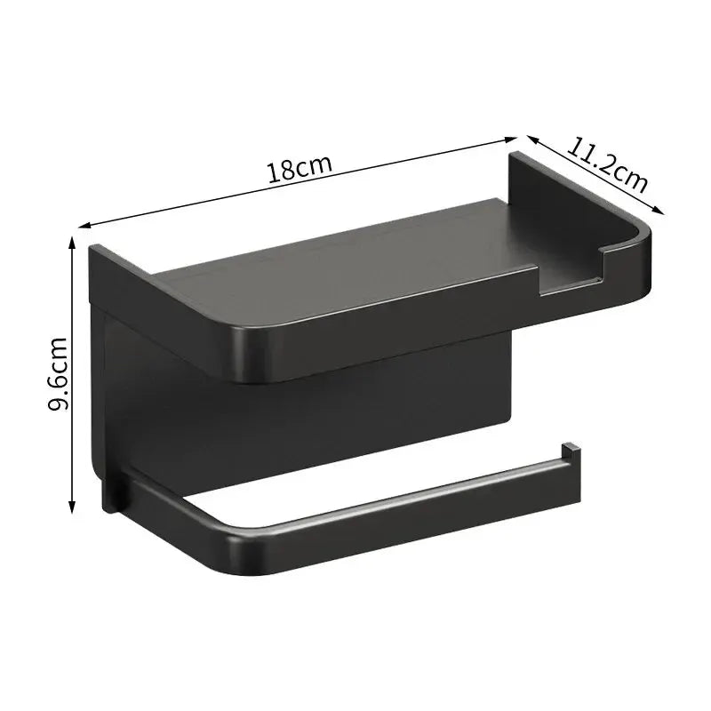 Plastic Wall Mounted Storage Rack Toilet Paper Holder Kitchen Towel And Phone Organizer For Bathroom