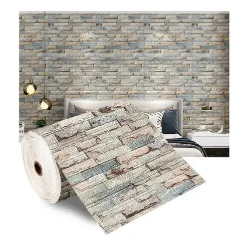 Retro Brick Wall Decor Self Adhesive 3D Brick Pattern Wall Sticker Roll PE Foam Wallpaper For Quick Room Update