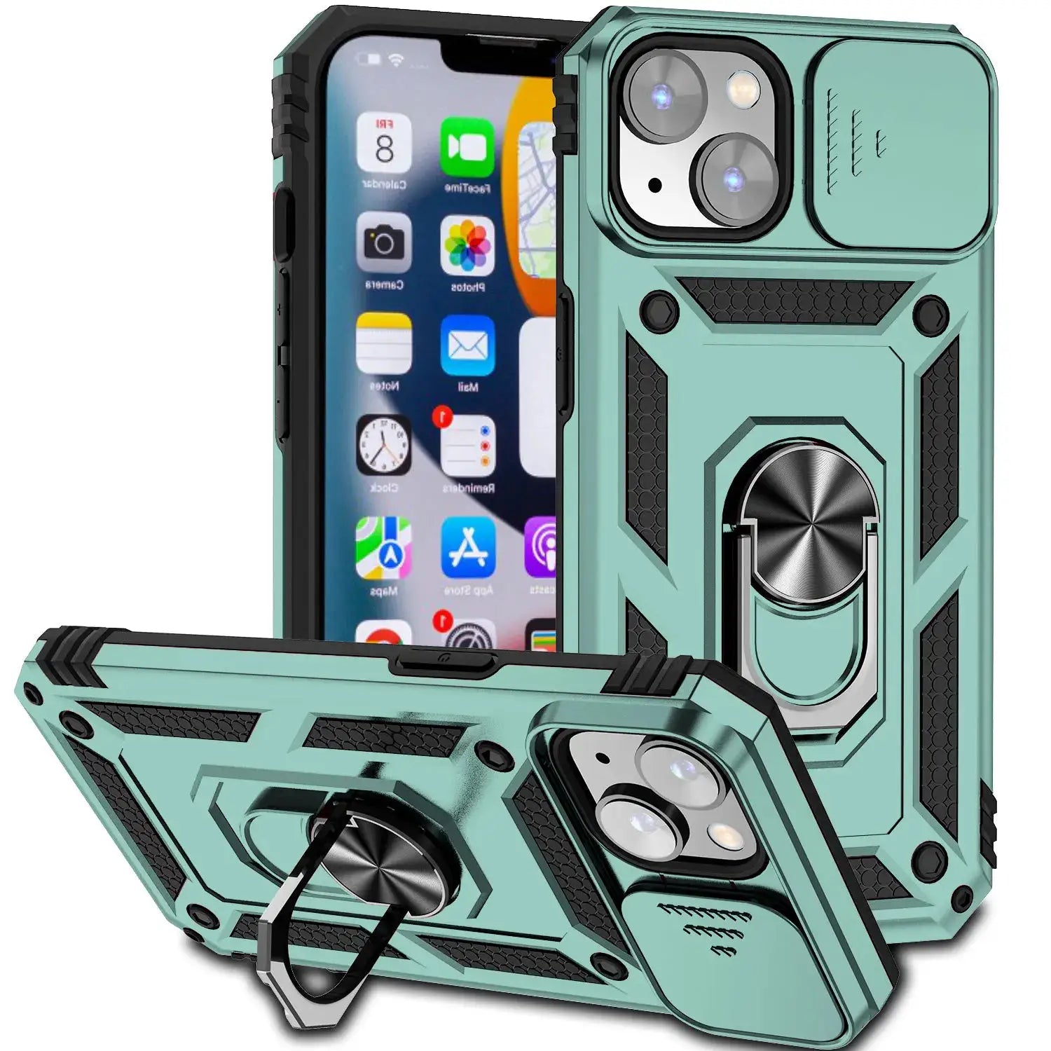 Armor shockproof magnetic ring-stand iPhone case in green by Simples Market