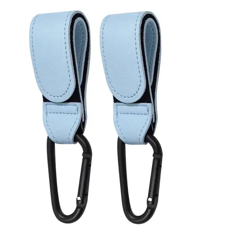 2 Pack PU Leather Stroller Hooks Adjustable Pram Hanger For Diaper Bags Baby Travel Accessories
