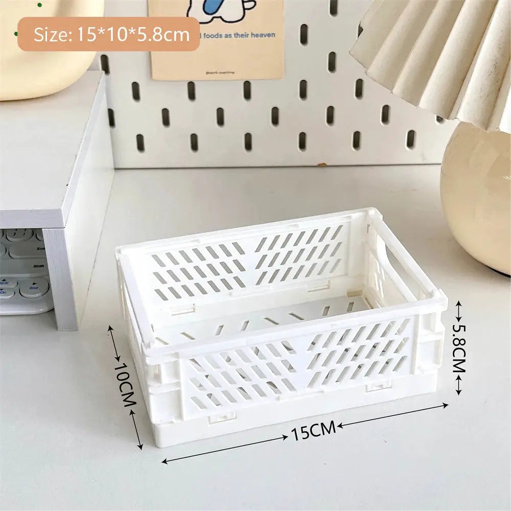 Collapsible Plastic Folding Storage Box Basket Desk Organizer For Home School Office Cosmetic And Accessories