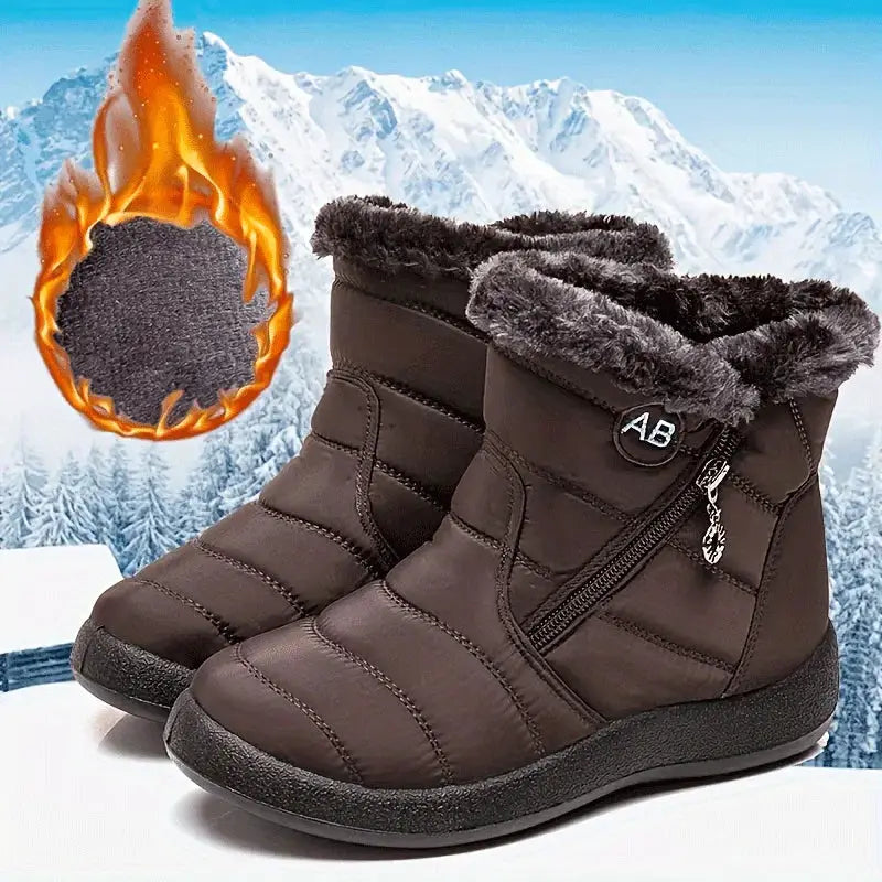 EverWarm Solid Color Mid Calf Boots For Women Waterproof Upper Plush Lining For Warm Winter Comfort