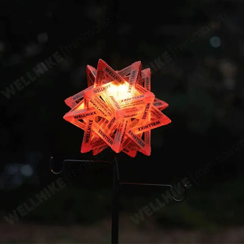 WELLHIKE star-shaped camping lantern shade, red illuminated lampshade for outdoor tents