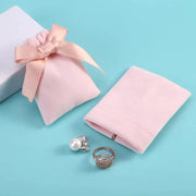 10Pcs Pink Velvet Drawstring Jewelry Pouches 7x9cm Storage Bags For Earrings Rings Necklaces Bracelets Wedding Gift