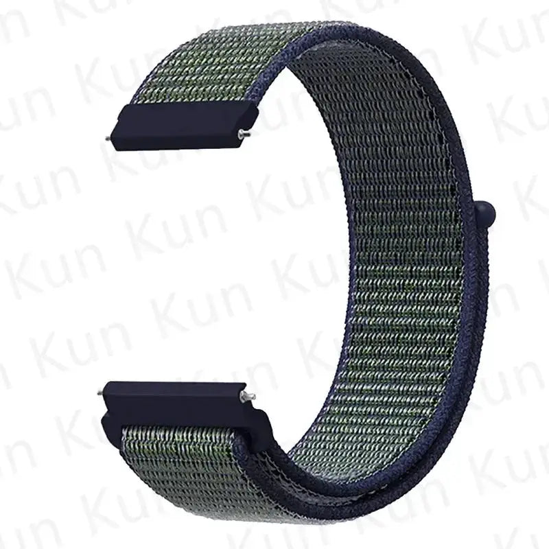 Simples Market nylon loop watch strap for Redmi Watch 5 Active/Lite and Xiaomi Watch S4, 20mm/22mm, green with navy hardware