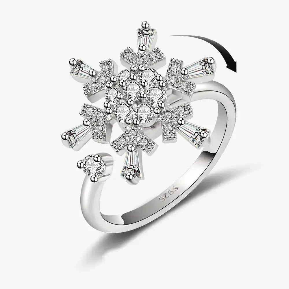 SMJEL Fidget Spinner Ring for Women Crystal Flower Eye Butterfly Animal Motifs Stress Relief Wedding Jewelry