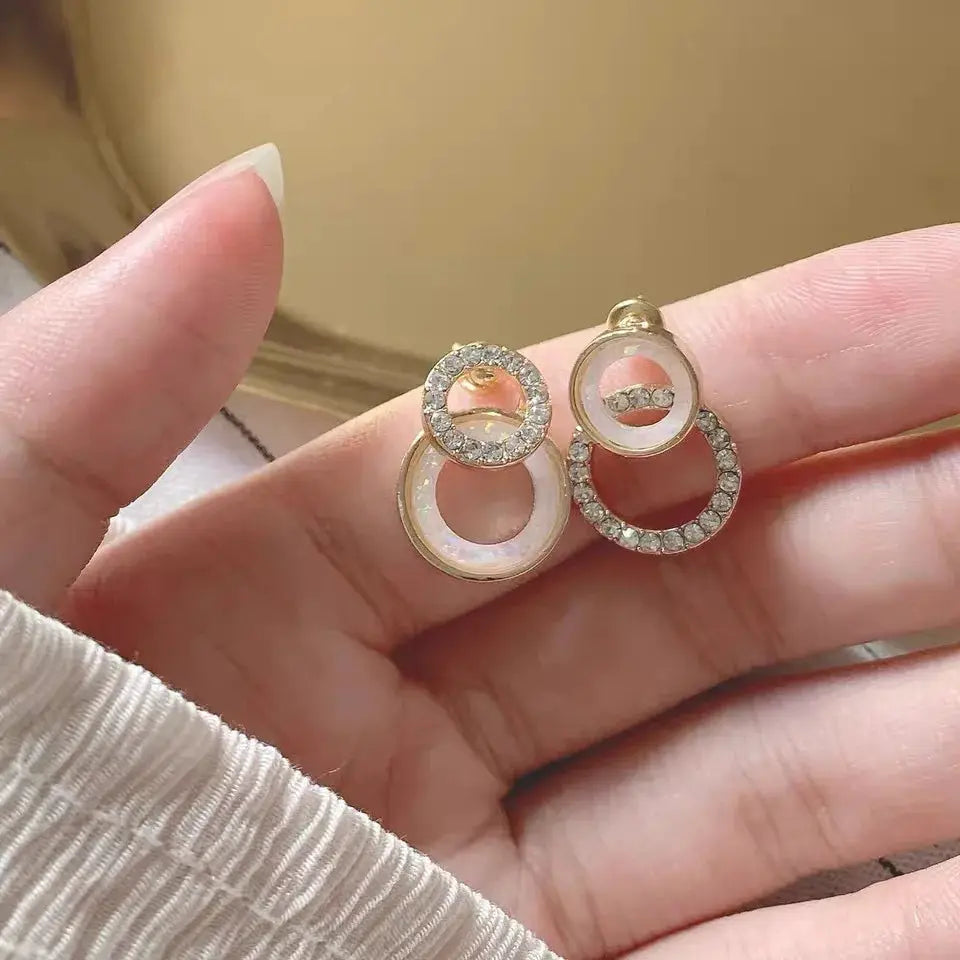 Women Stud Earrings Cubic Zirconia Cross Geometric Design Korean Fashion Jewelry Gift Wholesale