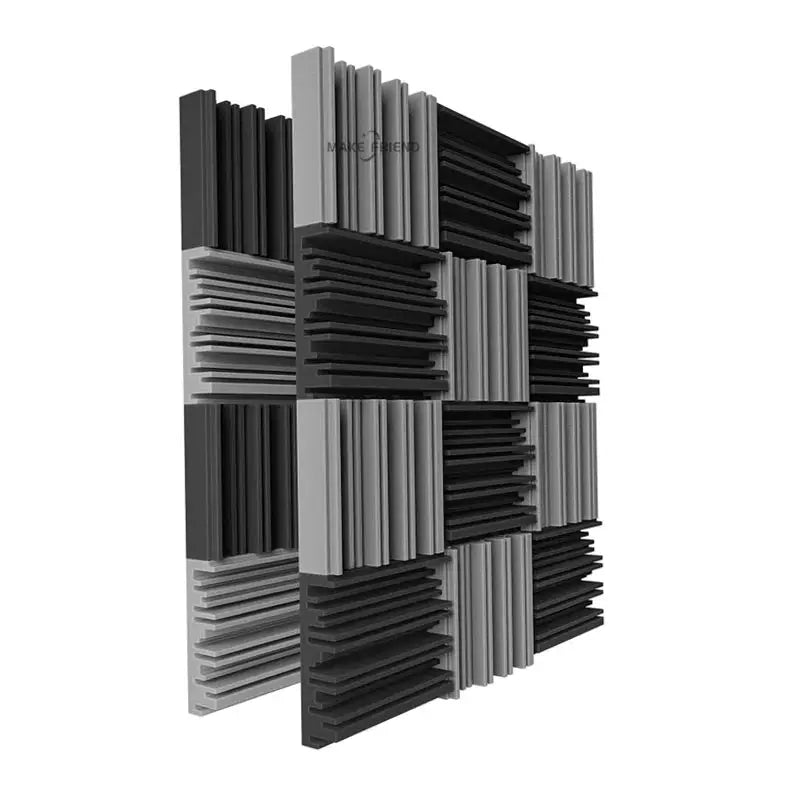 Make Friend studio acoustic foam panels, 24 pcs (12 black, 12 grey), 25x25x5cm, Simples Market