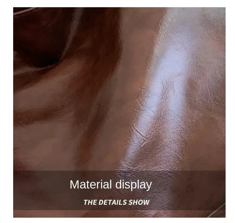Women tote bag brown PU leather material display swatch by Simples Market