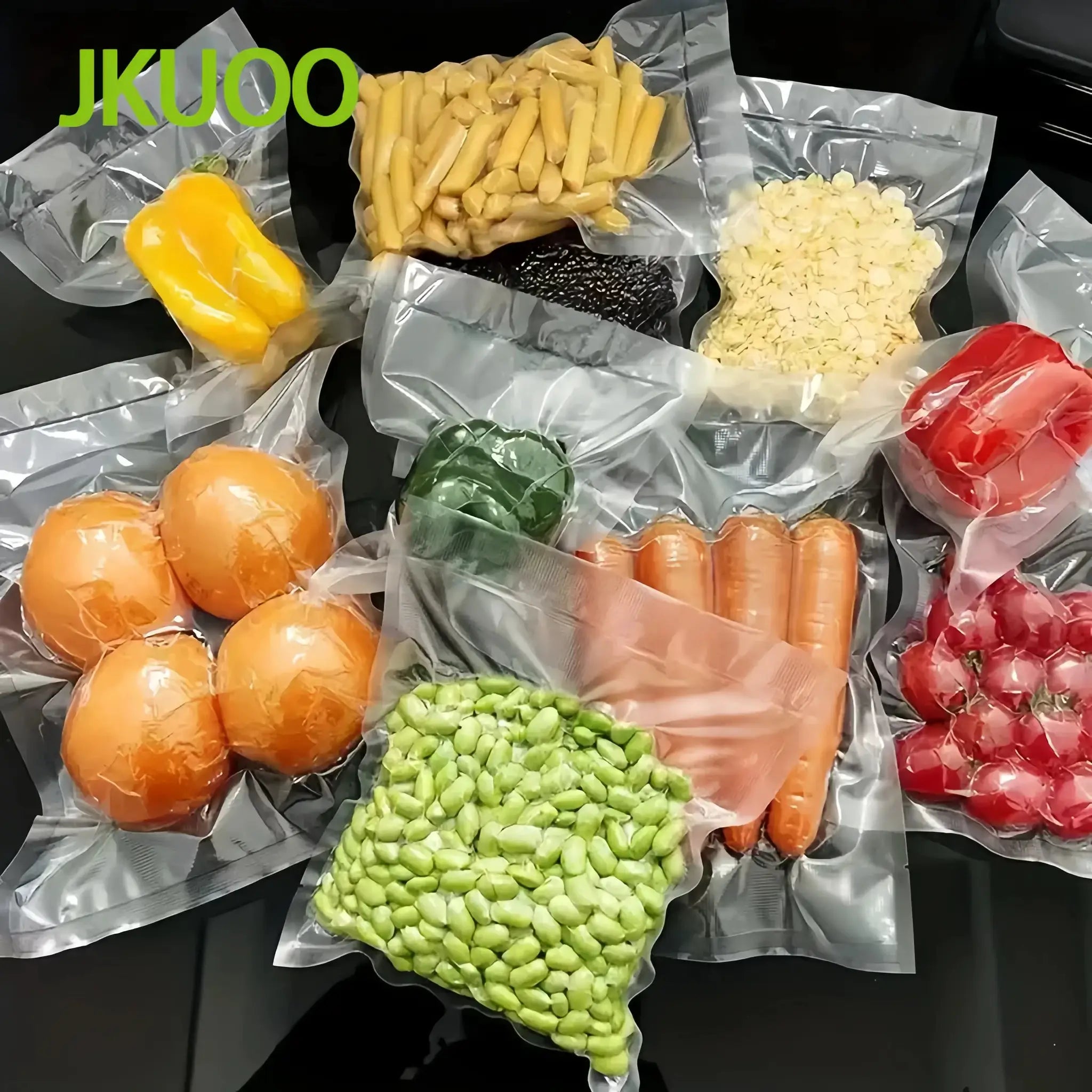 JKUOO Vacuum Sealer Bags And Rolls For Food Freezer Storage Durable Food Saver Compatible With Vacuum Sealer Machines