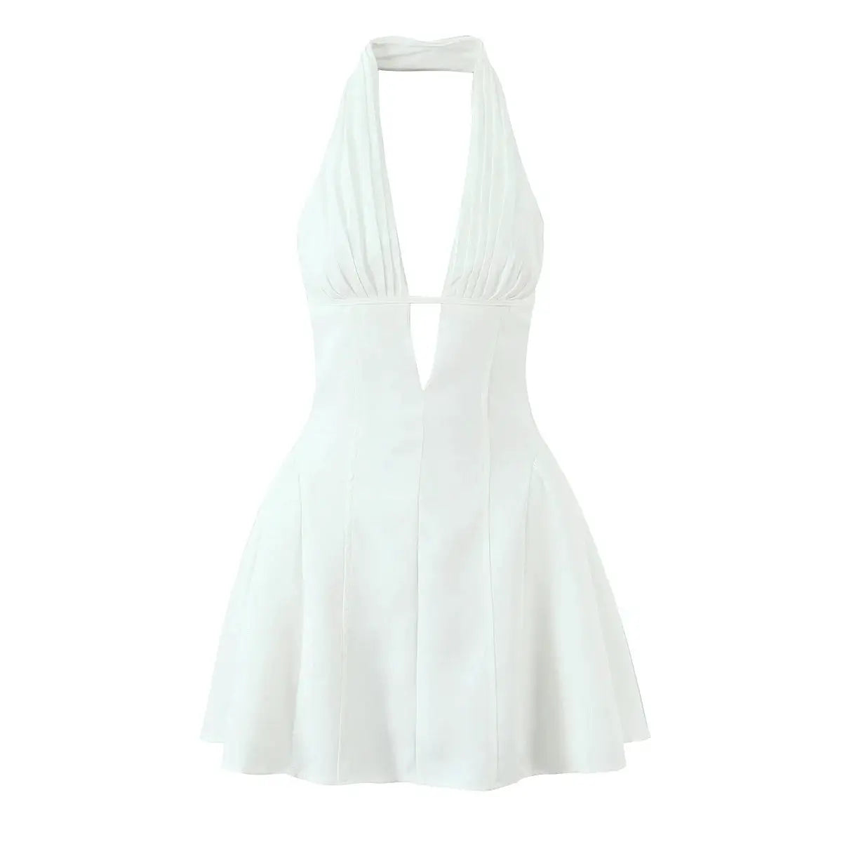 Yenkye French Style Retro Polka Dot Halter Dress Women Backless A Line