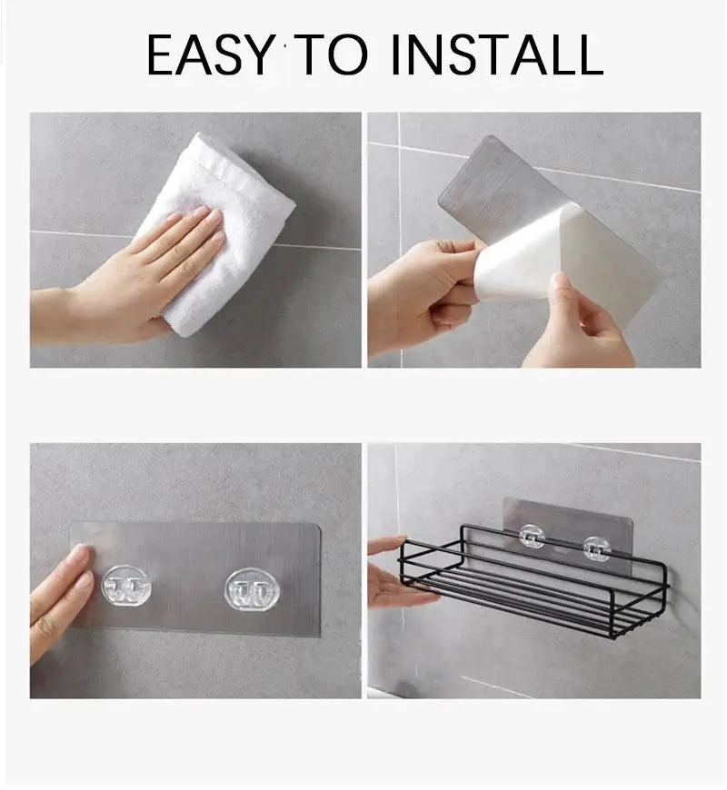 NovaLine Corner Frame Iron Shelf For Bathroom And Kitchen Punch Free Mounted Storage Rack For Shower And Cabinet