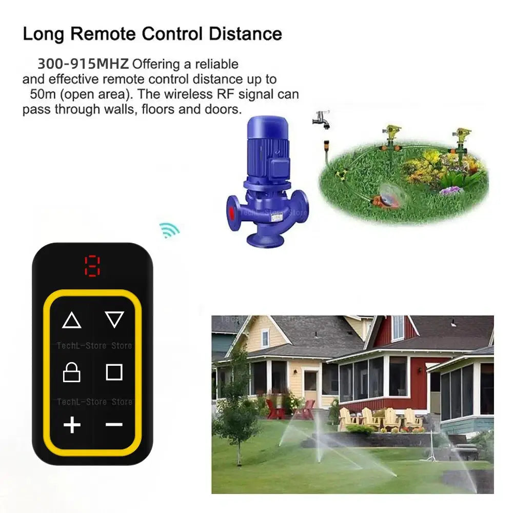 Simples Market garage door remote control duplicator, multi-frequency 300-915MHz; black remote with yellow border