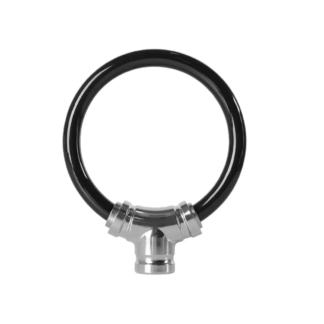 Bicycle ring lock with steel wire, black circular ring and chrome lock head by Simples Market