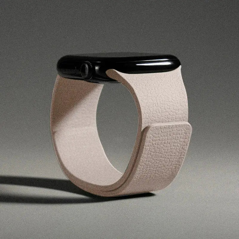 Silicone magnetic Apple Watch band in beige; compatible with 40–49mm cases (44/40/41/42/46/45/49mm).
