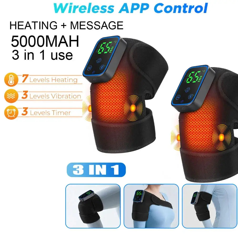 Simples Market electric knee massager, 2-pack with wireless app control, heating + vibration, 5000mAh