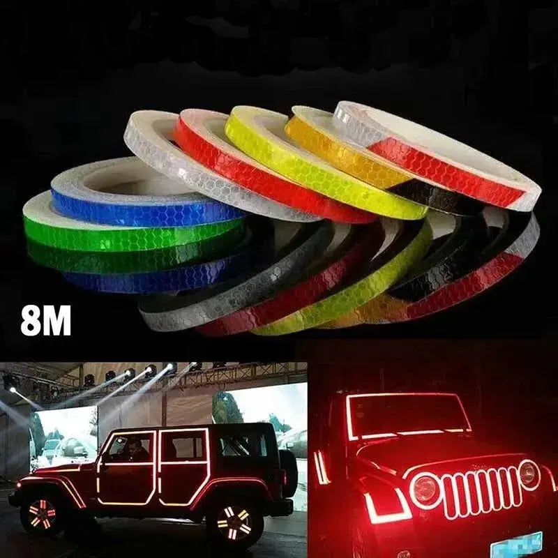 1cm By 8m Reflective Fluorescent Bike Tape Strips For Bicycle Helmet Motorcycle Scooter MTB Cycling Safety