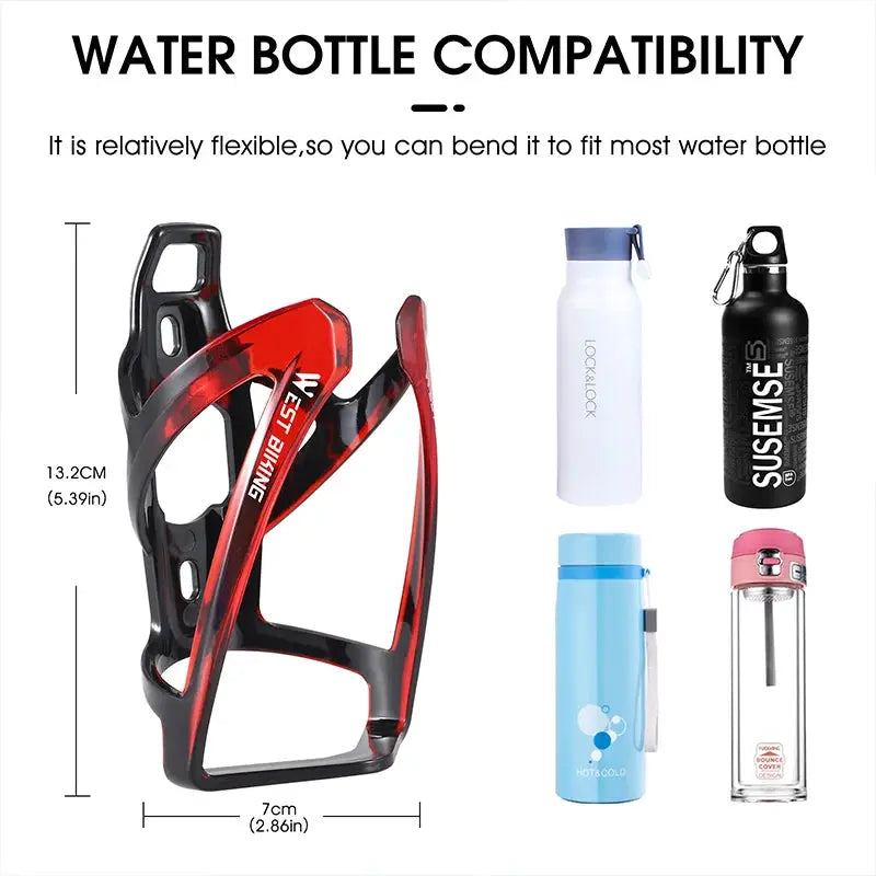 West Biking Colorful Gradient Bicycle Water Bottle Cage Ultralight for MTB and Road Bikes Durable PC Plastic Holder