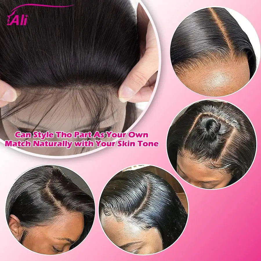 Simples Market body wave 2x6 HD lace closure wig, 100% human hair with baby hair, black, 4x4/5x5 closures
