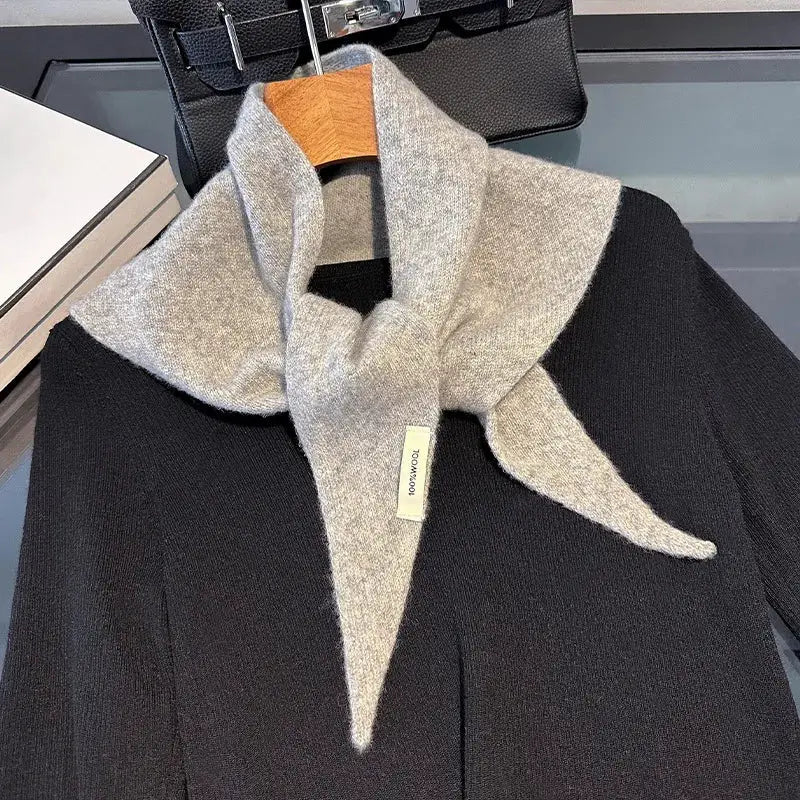 British Korean Triangle Scarf 100 Percent Wool Multifunctional Warm Knitted Headscarf For Women