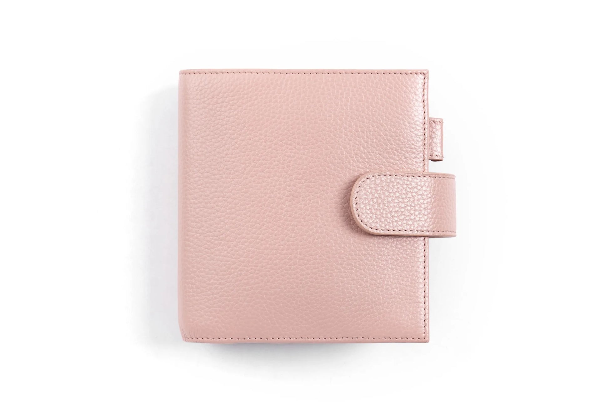 Moterm Luxe 2.0 pocket-size planner in pink pebble-grain leather with strap closure