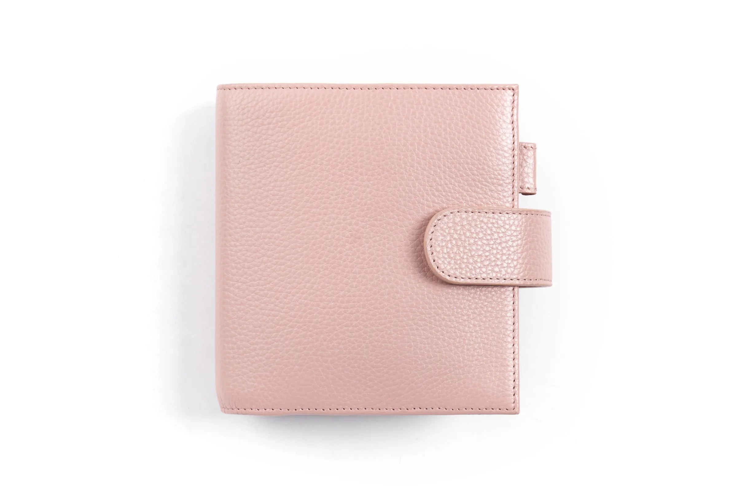 Moterm Luxe 2.0 pocket-size planner in pink pebble-grain leather with strap closure