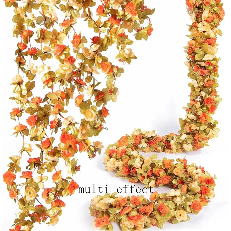 250CM Artificial Rose Flowers Vine For Wedding Decor Home Room Outdoor Garden Arch Rattan DIY