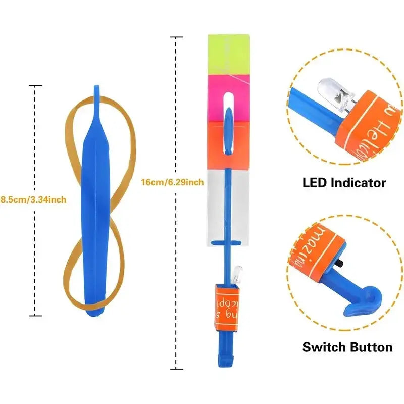 Outdoor LED Slingshot Rocket Helicopter Flying Toy With Glowing Lights For Kids Party Gift