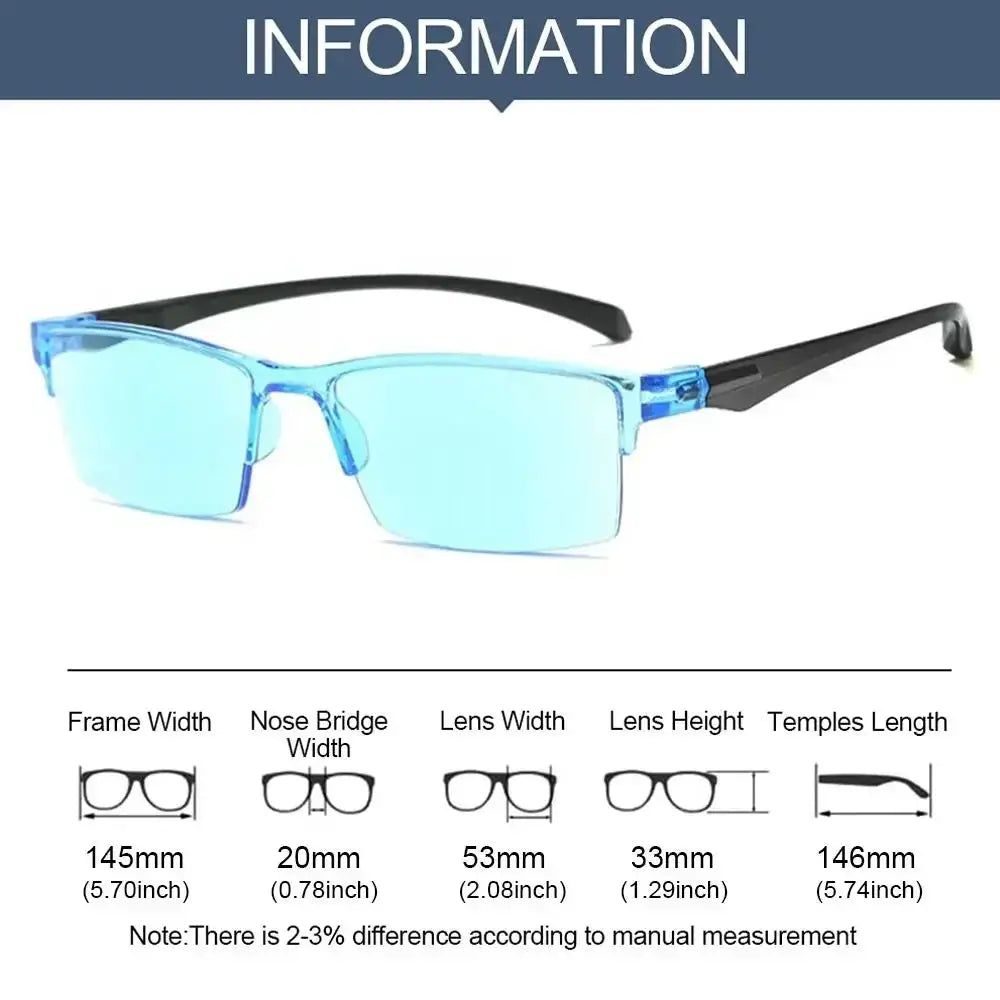 NovaVision Smart Auto Zoom Reading Glasses With Autofocus Power And Anti Blue Light Half Rim For Near And Far Vision