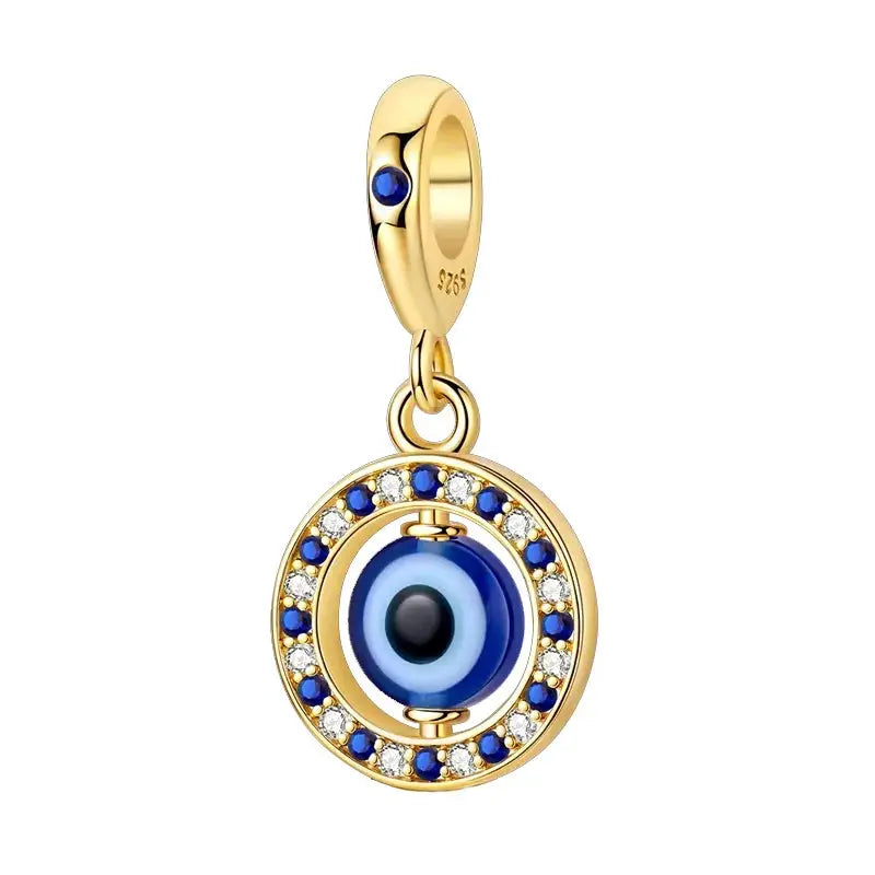 925 Sterling Silver Gold DIY Charms Beads Inlaid Zirconium Sun Leopard Pendants Fit Bracelet For DIY Jewelry Making