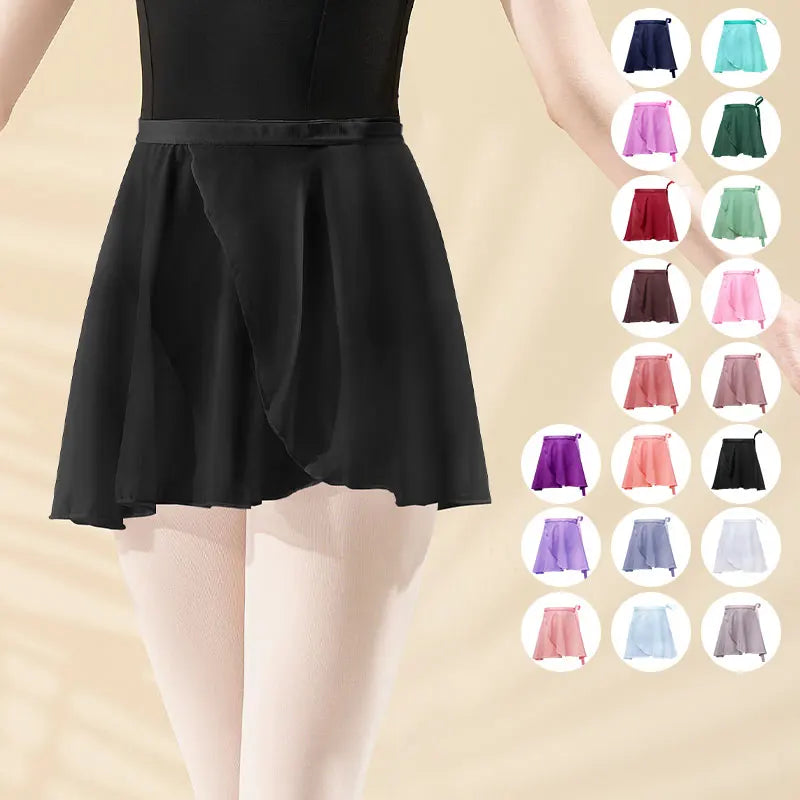 LunaDance Chiffon Wrap Ballet Skirt For Girls And Women Tie Up Tutu Dance Skirt In 19 Colors