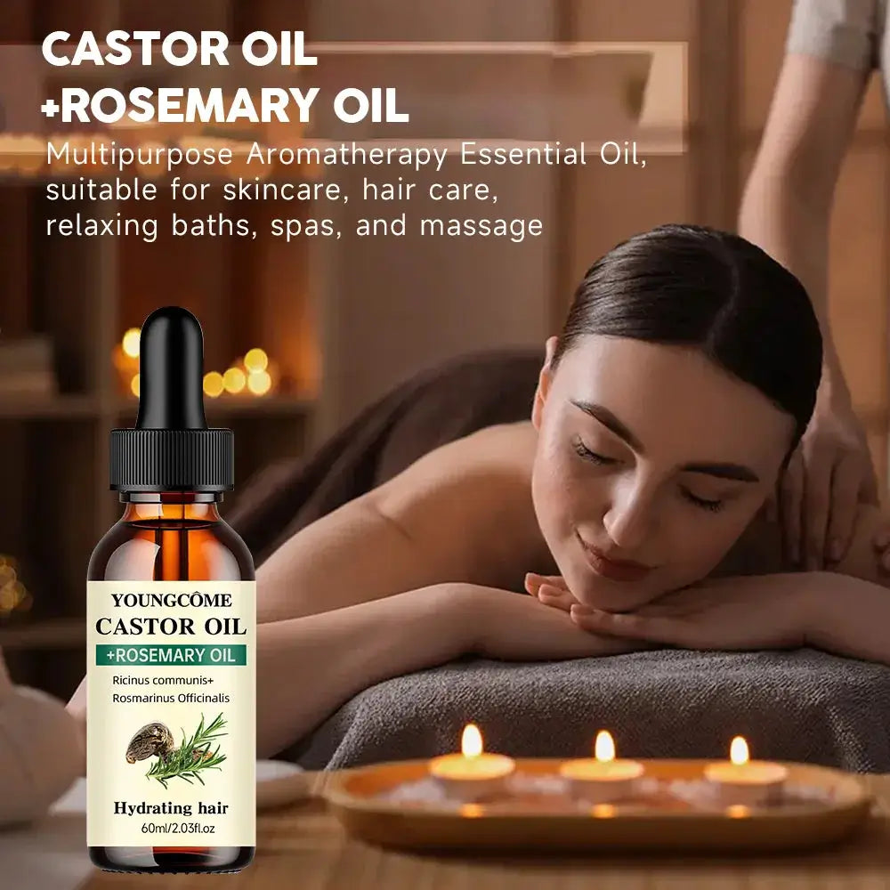 Castor Oil and Rosemary Oil Hair Growth Oil for Thicker Hair Shine and Reduced Hair Loss and Split Ends