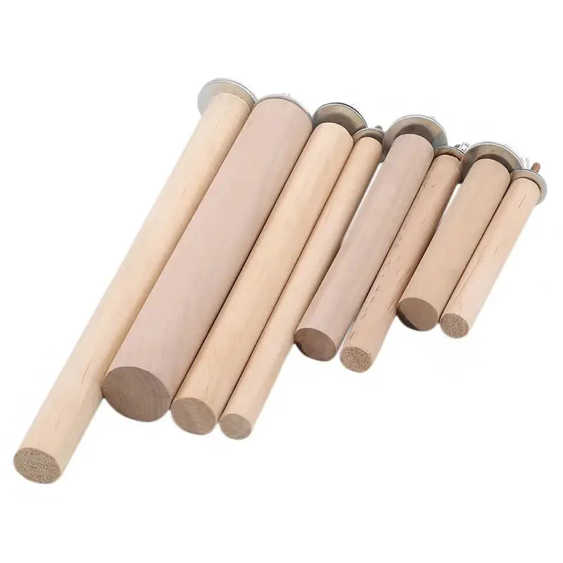 Simples Market wooden parrot perches set, natural wood dowel sticks for bird cages (9 pcs)
