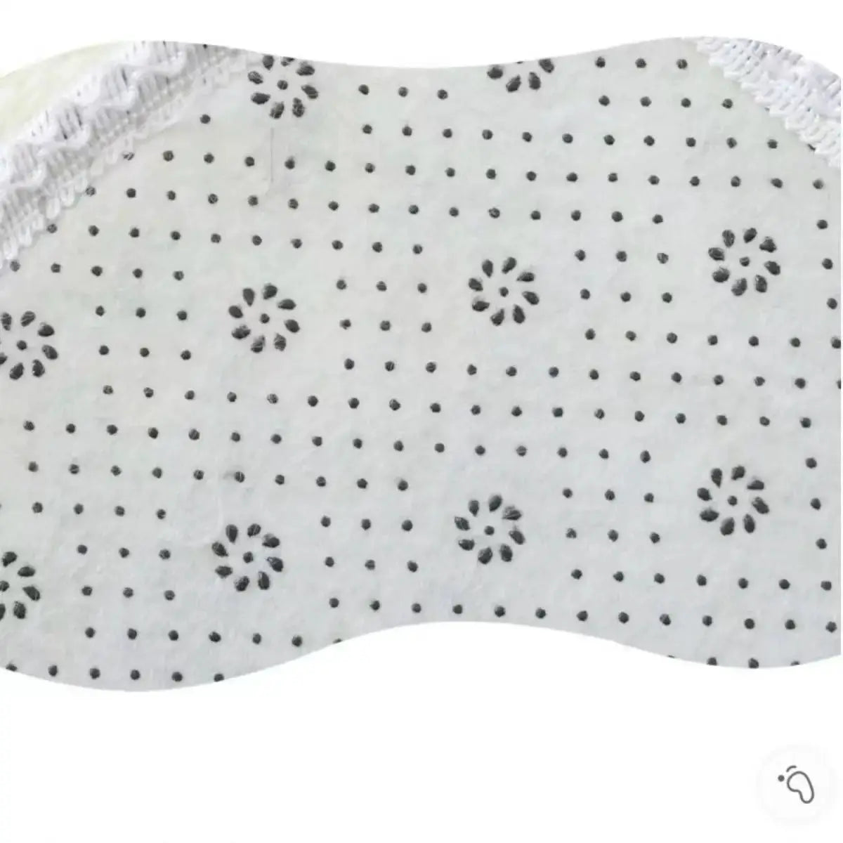 3-piece bathroom rug set; washable mats with black dotted floral pattern, includes U-shaped toilet rug and lid cover