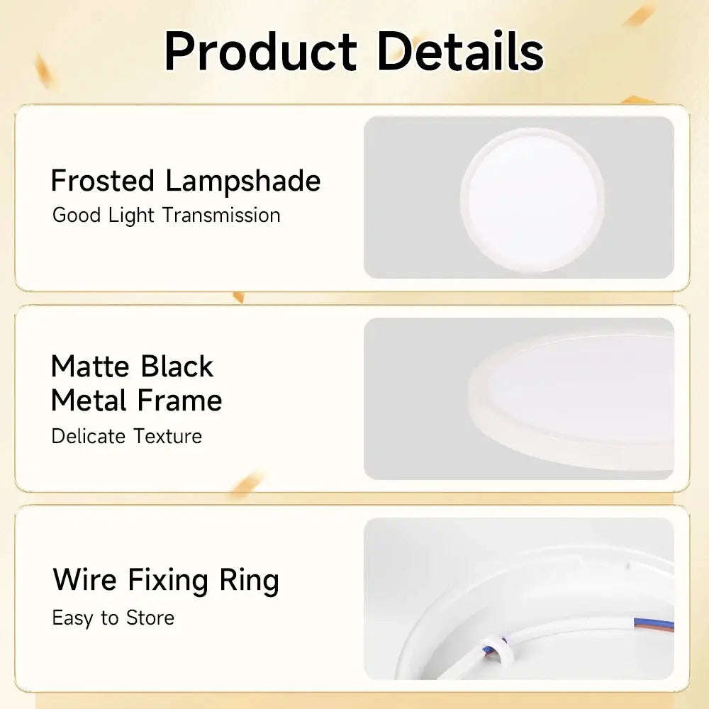 LED ceiling lamp with frosted lampshade and matte black metal frame, 220V, ultra-thin panel light for bedroom or kitchen