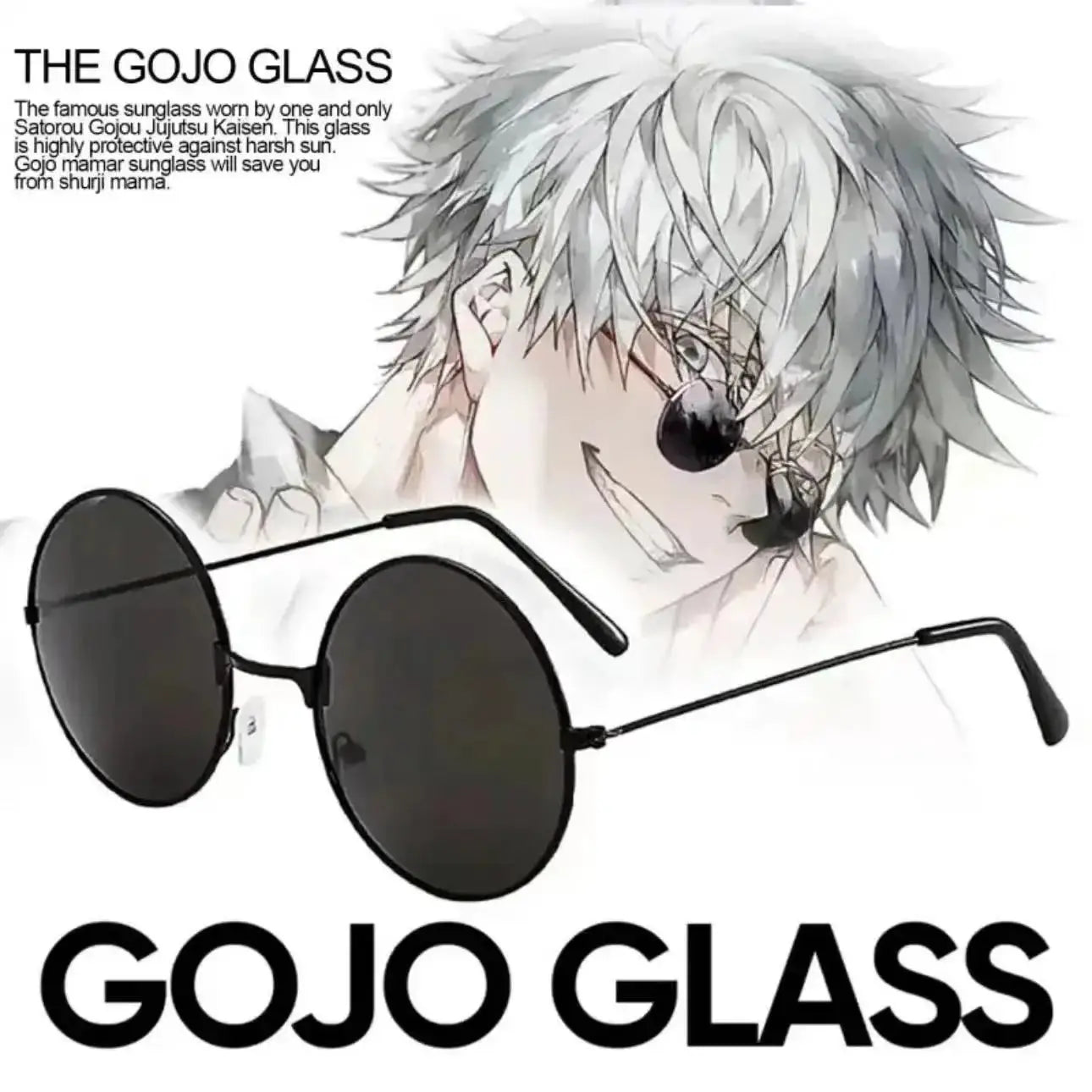 Gojo Satoru Cosplay Glasses Unisex Black Metal Frame for Jujutsu Kaisen Fans and Parties