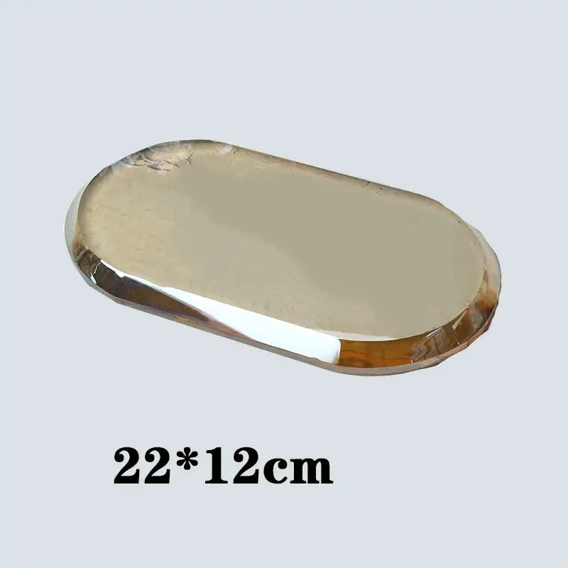 Glass oval bathroom soap tray, clear crystal with amber edge, 22×12 cm, Simples Market