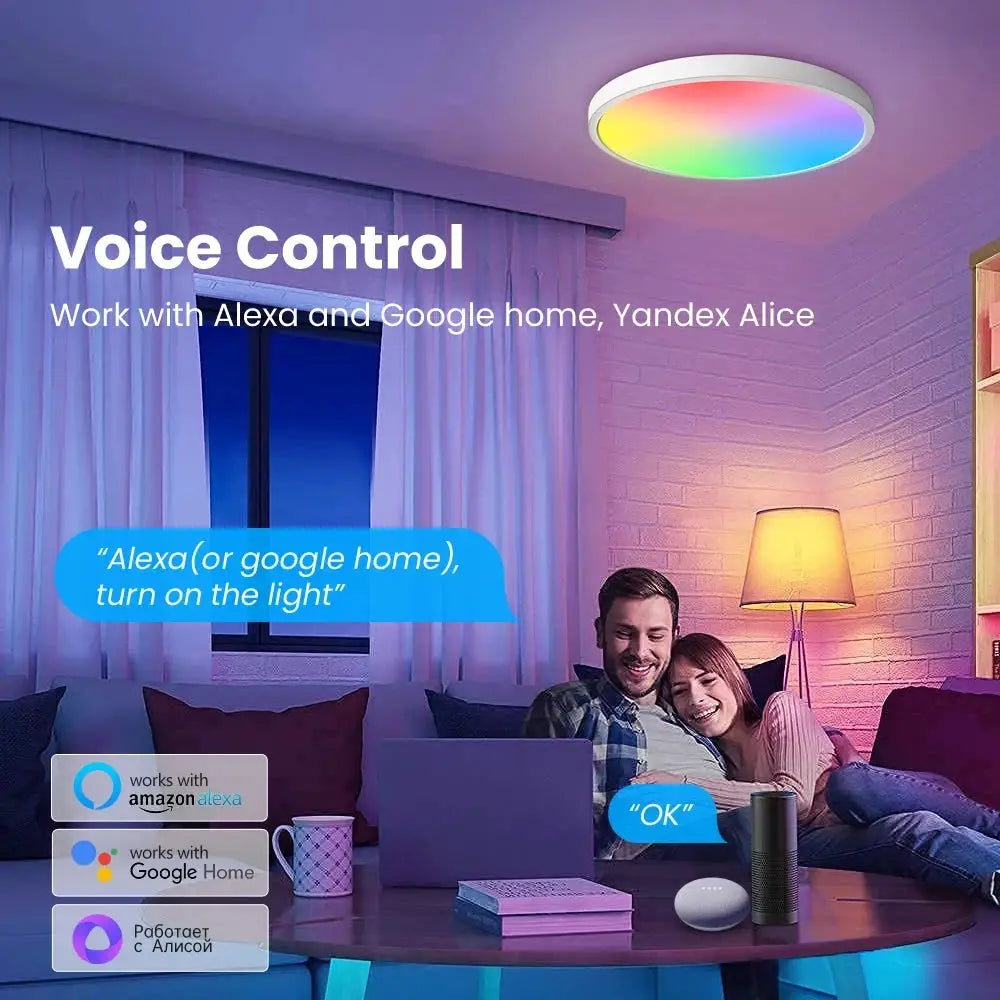 Round LED ceiling light, Simples Market Tuya Zigbee RGBCW, voice control with Alexa/Google
