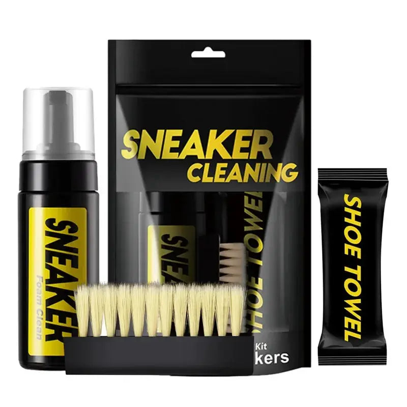 Sneaker Cleaning Kit, 5-piece by Simples Market; includes 150ml water-free foam cleaner, brush, cloth, towel