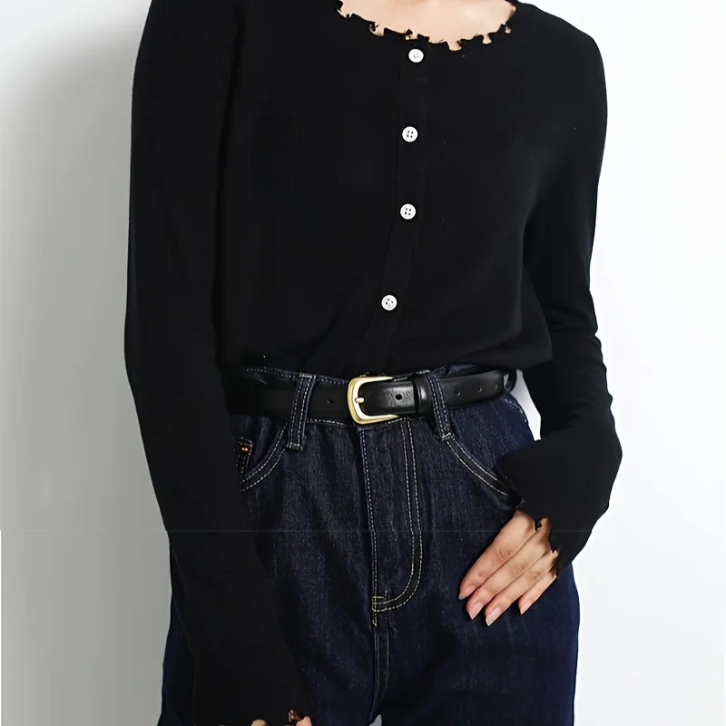 LuxeLine Ladies Fashion Belt Decorative Black Belt For Daily Wear And Jeans Pairing