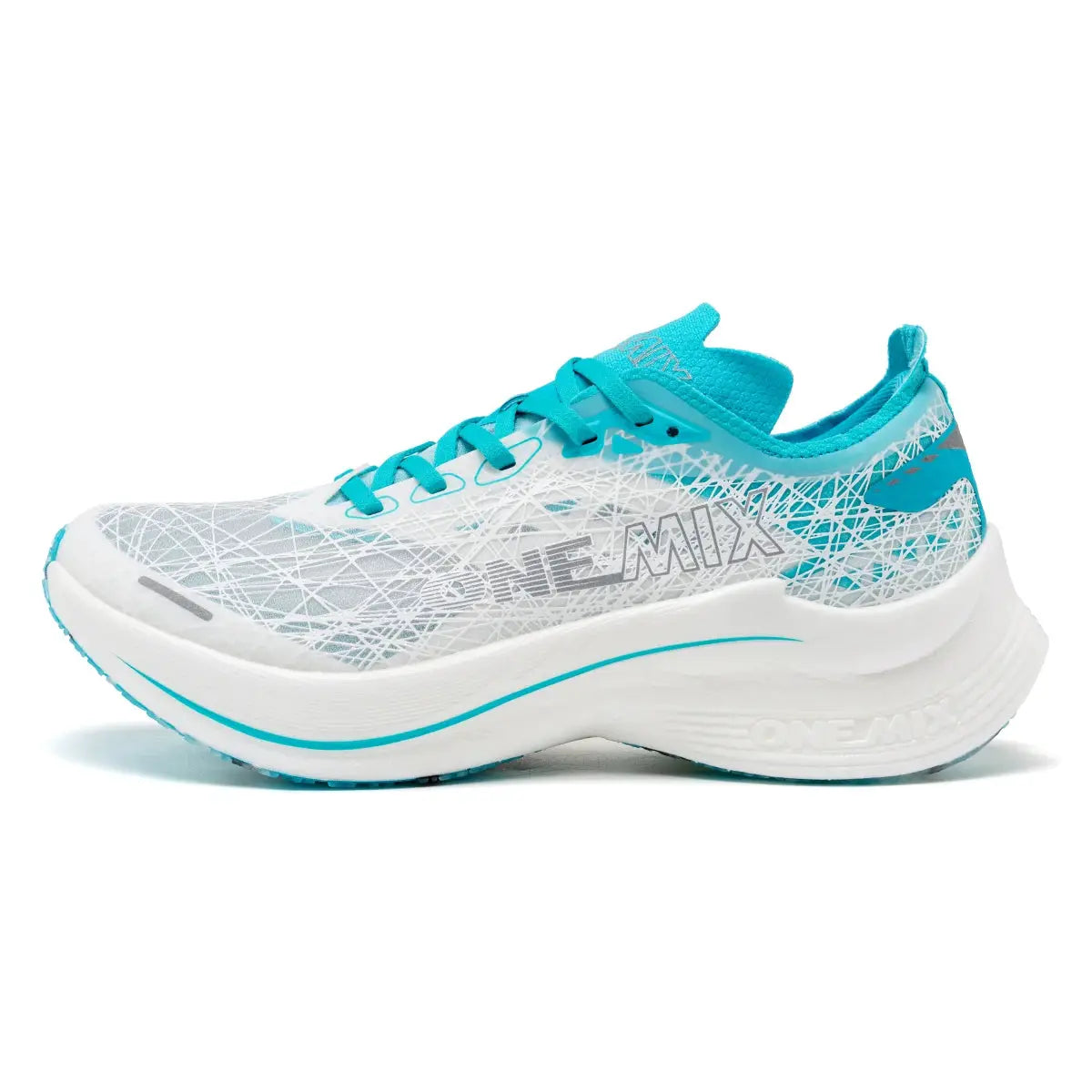 ONEMIX Marathon carbon-plate running shoes in turquoise and white, ultralight men’s sneakers by Simples Market