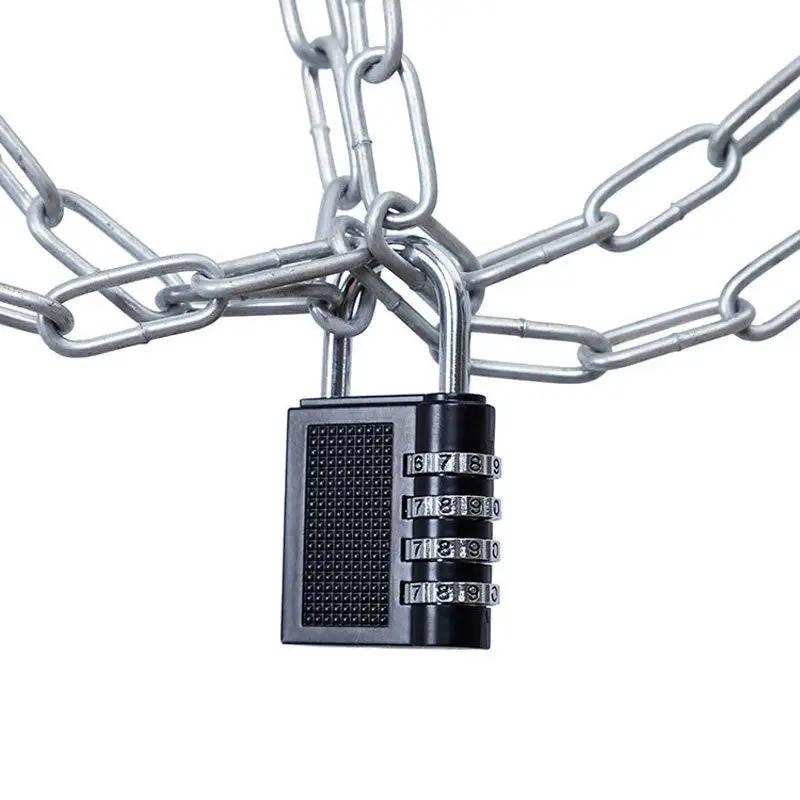 4-digit zinc alloy combination padlock with chain, black weatherproof luggage lock by Simples Market