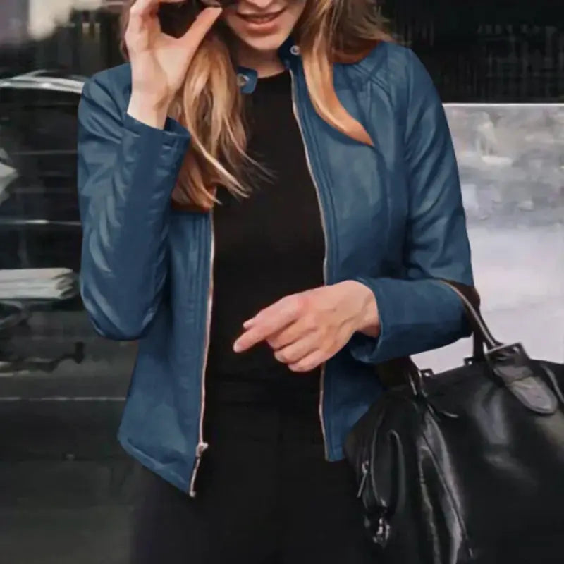 UrbanEdge Women Slim Fit Faux Leather Jacket PU Leather Moto Biker Style With Zipper Closure