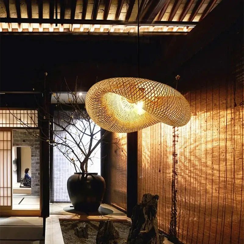 Hand Knitted Chinese Style Weaving Bamboo Pendant Lamp 18 Cm 19 Cm 30 Cm Hanging Light For Restaurant And Home Decor E27 - Simples Market