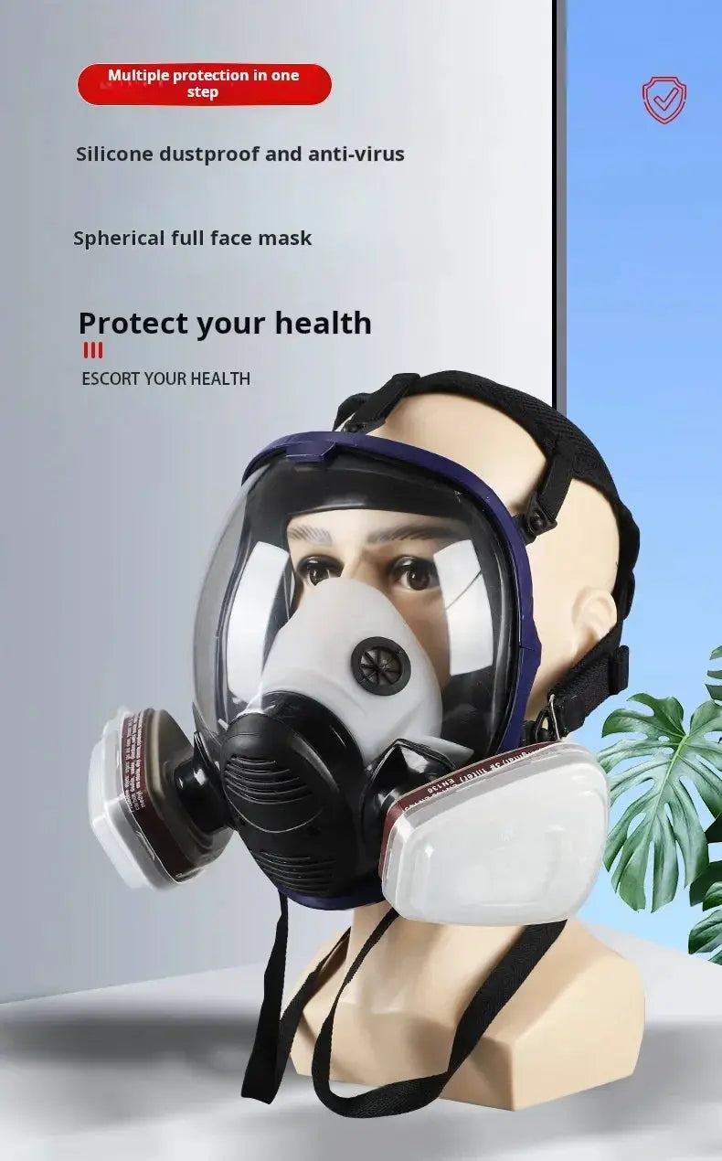 Full Face Gas Mask With Silicone Seal For Welding And Chemical Handling Dust Protection Fire Resistant Respirator